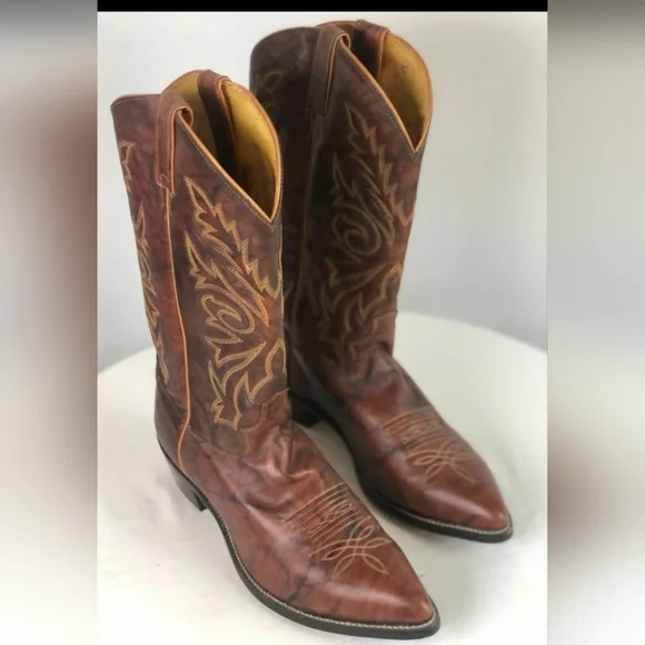JUSTIN BOOTS BROWN LEATHER WESTERN BOOTS MADE IN MEXICO SIZE 11